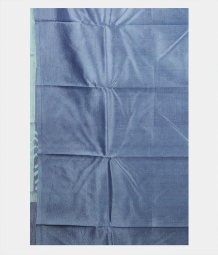 Blue Printed Raw Silk Saree T2202403