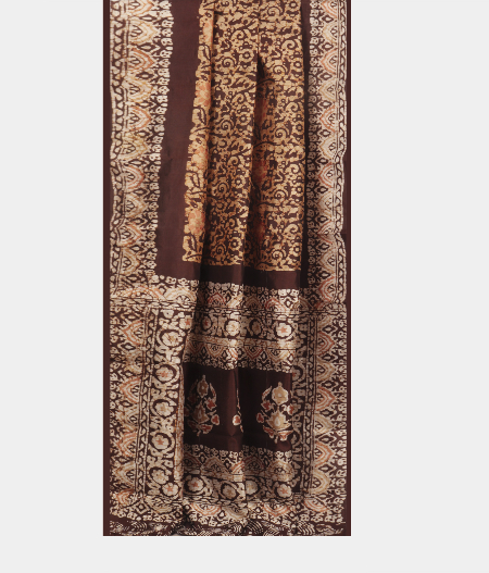 Beige Printed Raw Silk Saree T1976042