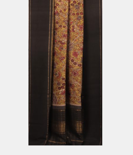 Beige Kanjivaram Handpainted Kalamkari Silk Saree T2182652