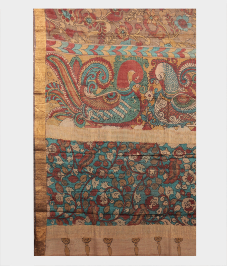 Brown Tussar Handpainted Kalamkari Saree T2222884
