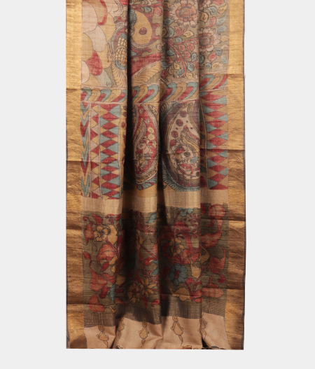Multicolour Tussar Handpainted Kalamkari Saree T2222872