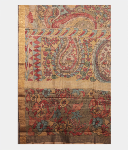 Multicolour Tussar Handpainted Kalamkari Saree T2222874