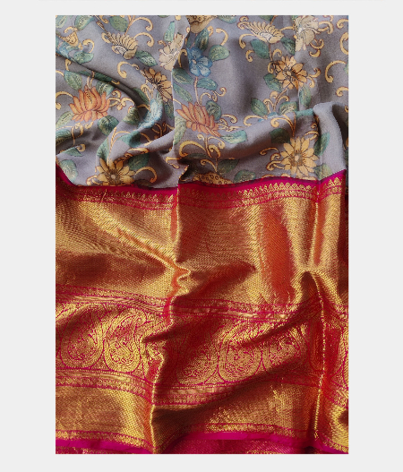 Grey Handwoven Kanjivaram Silk Pavadai T1836603