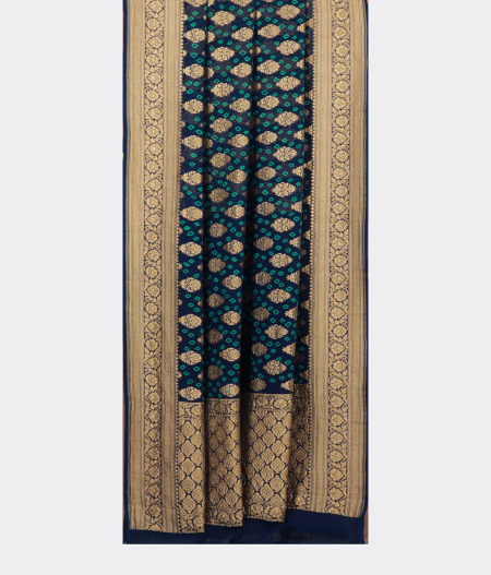 Dark Blue Banarasi Georgette Silk Saree T1620442