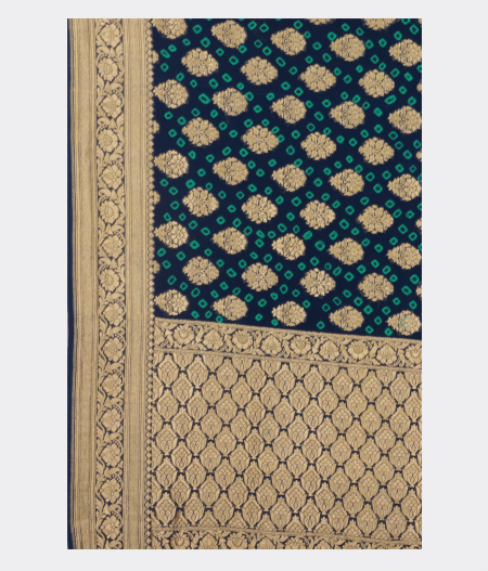 Dark Blue Banarasi Georgette Silk Saree T1620444