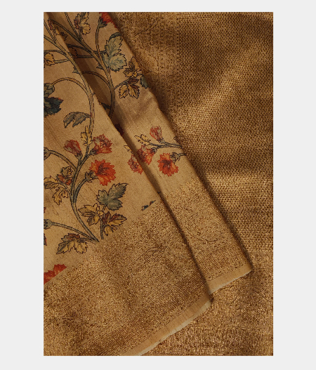 Mustard Yellow Tussar Printed Saree T2254342