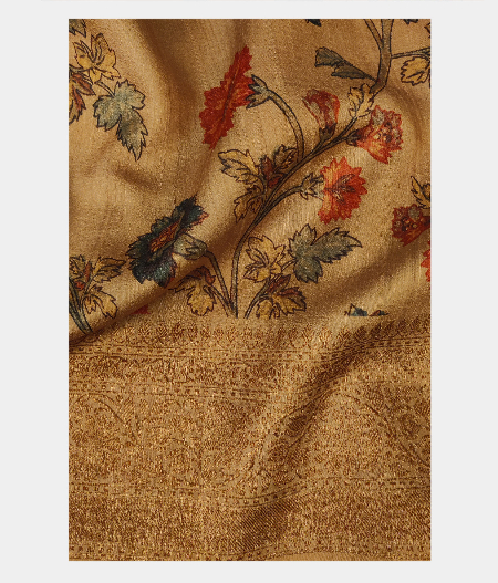 Mustard Yellow Tussar Printed Saree T2254343