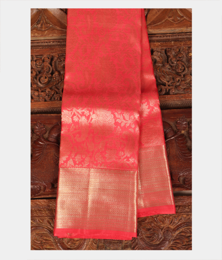 Pinkish Orange Handwoven Kanjivaram Silk Saree T205714-image