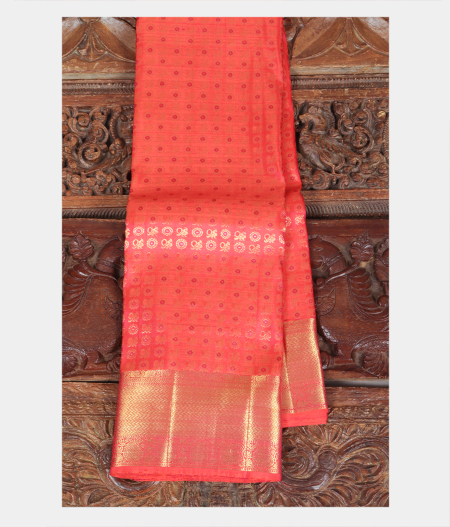 Pinkish Orange Handwoven Kanjivaram Silk Saree T221348-image