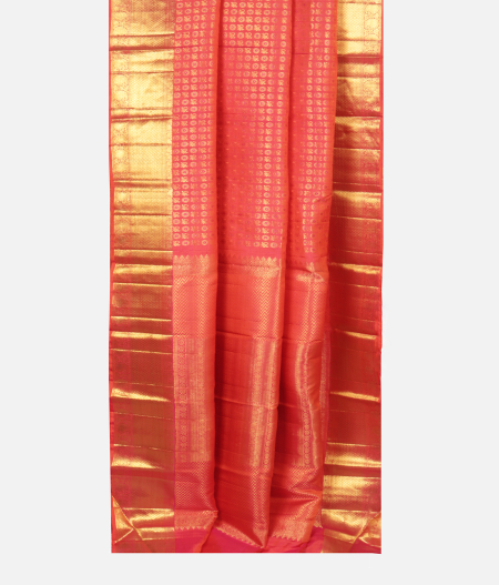 Pinkish Orange Handwoven Kanjivaram Silk Saree T2213482