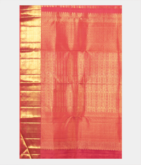 Pinkish Orange Handwoven Kanjivaram Silk Saree T2213484