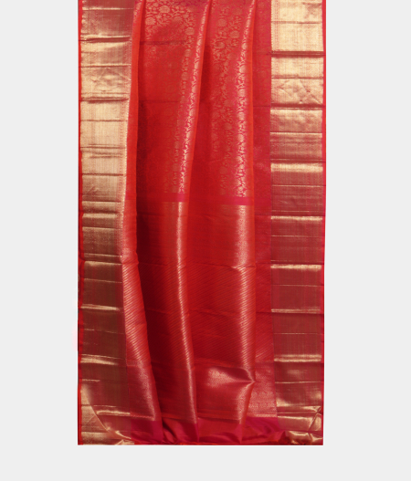 Pinkish Orange Handwoven Kanjivaram Silk Saree T2235642