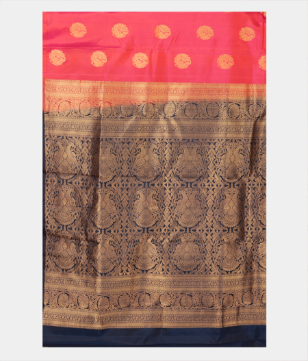 Pinkish Orange Handwoven Kanjivaram Silk Saree T1785074