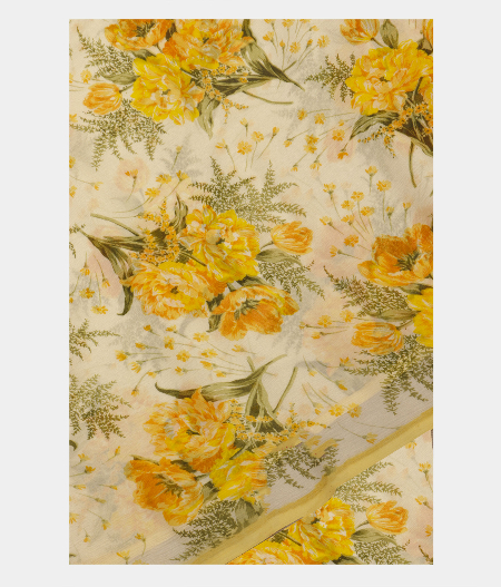 Yellow Chiffon Printed Silk Saree T221801-image