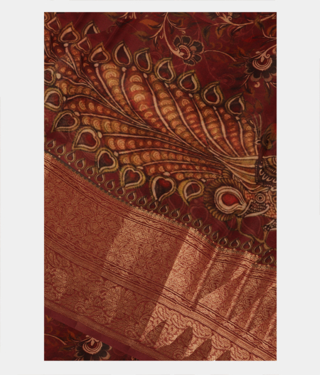 Maroon Kora Organza Printed Saree T225828-image