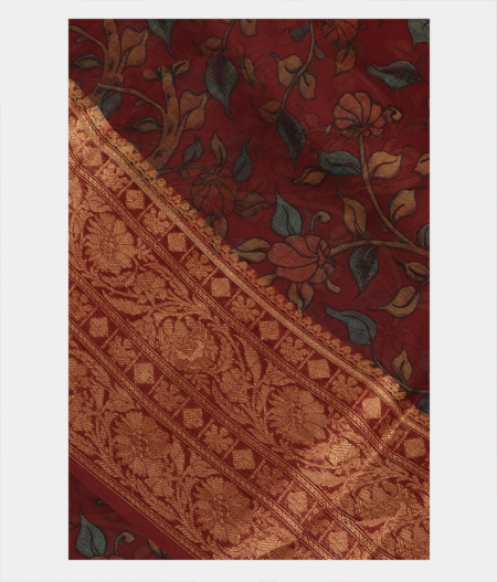 Maroon Kora Organza Printed Saree T225826-image