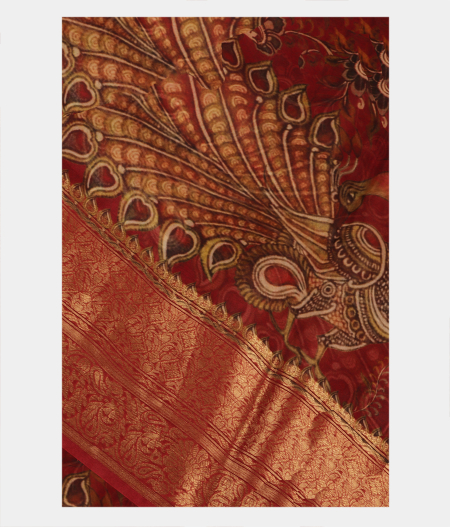 Maroon Kora Organza Printed Saree T225837-image