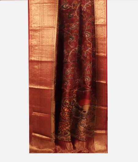 Maroon Kora Organza Printed Saree T2258372