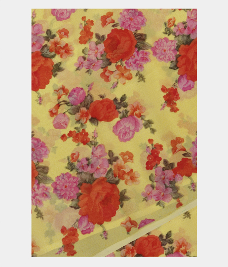 Yellow Chiffon Printed Silk Saree T144872-image
