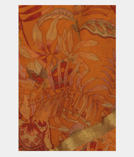 Orange Chiffon Printed Silk SareeT224141-image