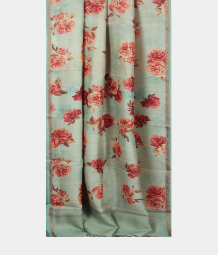 Green Tussar Printed Saree T2197212