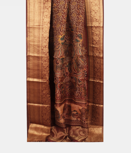 Maroon Kora Organza Printed Saree T2258312