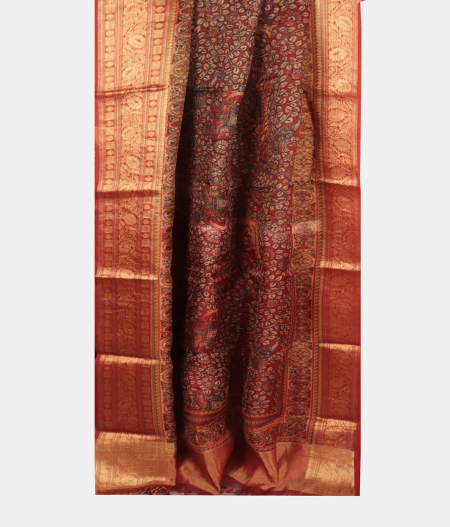 Maroon Kora Organza Printed Saree T2258352