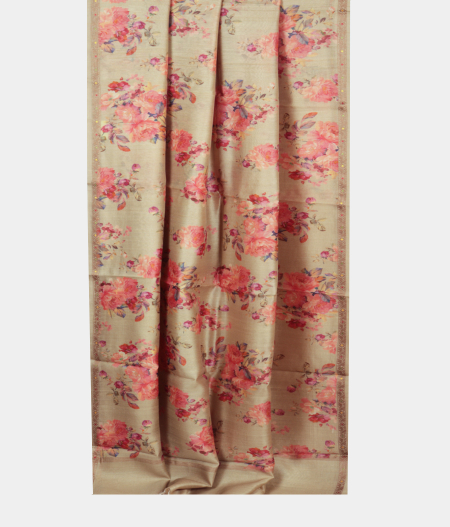 Green Tussar Printed Saree T2197352