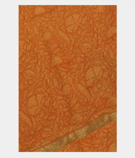 Orange Chiffon Printed Silk Saree T144162-image