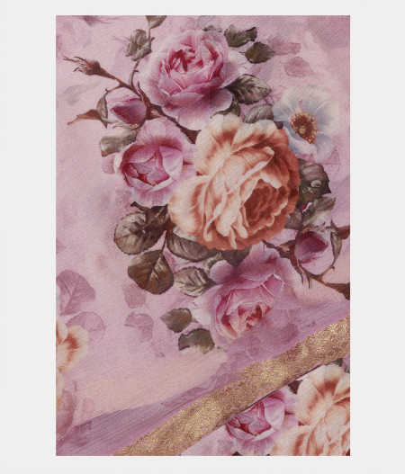 Lavender Chiffon Printed Silk Saree T226180-image