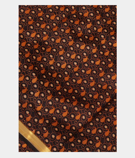 Brown Printed Silk Saree T162622-1-image