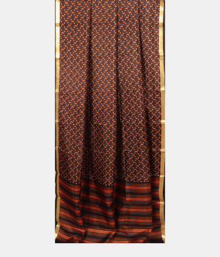 Brown Printed Silk Saree T162622-12