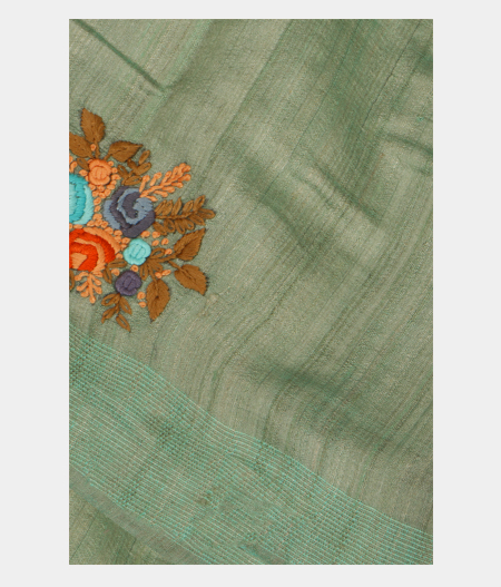 Blue Tussar Embroidery Saree T216592-image