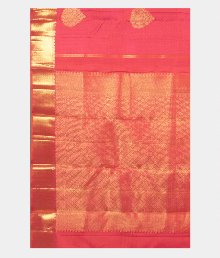 Orangish Pink Handwoven Kanjivaram Silk Saree T2250814