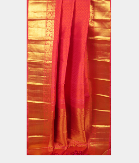 Orangish pink Handwoven Kanjivaram Silk Saree T2051312