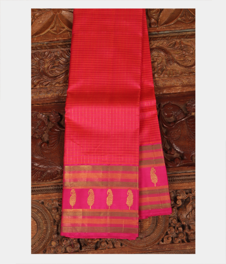 Pinkish Orange Handwoven Kanjivaram Silk Saree T225163-image