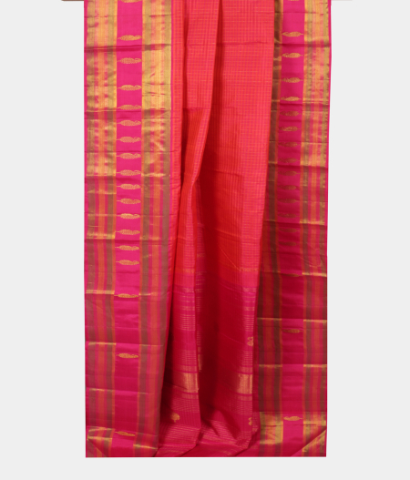 Pinkish Orange Handwoven Kanjivaram Silk Saree T2251632