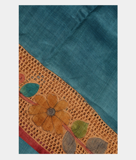 Blue Tussar Cut Work Saree T202987-image