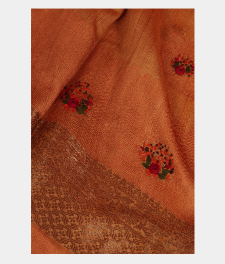 Brown Tussar Embroidery Saree  T216593-image