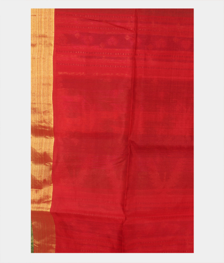 Dark Green Woven Raw Silk Saree T1655653