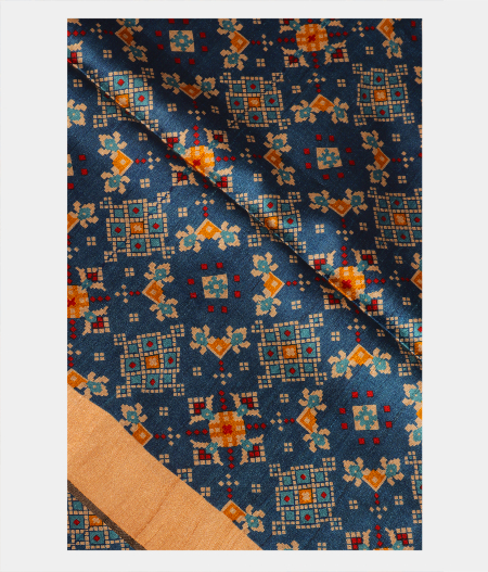 Blue Tussar Printed Saree T223225-image