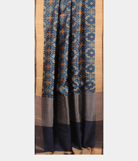 Blue Tussar Printed Saree T2232252