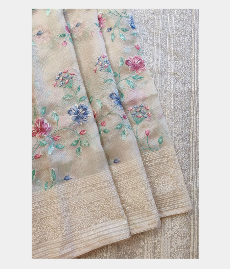 Off White Silk Embroidery Kota Saree T2269492