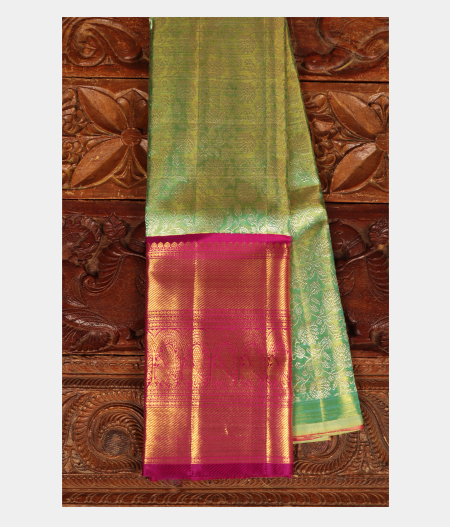 Green Handwoven Kanjivaram Silk Pavadai T227523-image