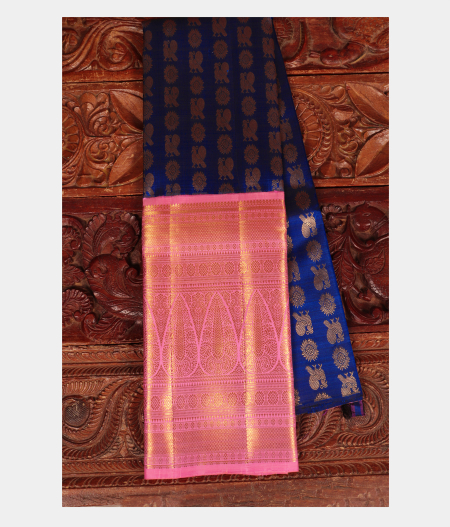 Blue Handwoven Kanjivaram Silk Pavadai T227495-image