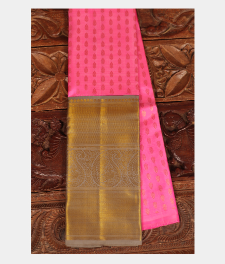 Pink Handwoven Kanjivaram Silk Pavadai T227497-image