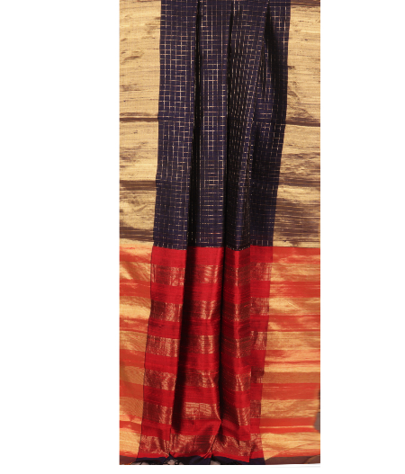 Blue Woven Raw Silk Saree T1974272