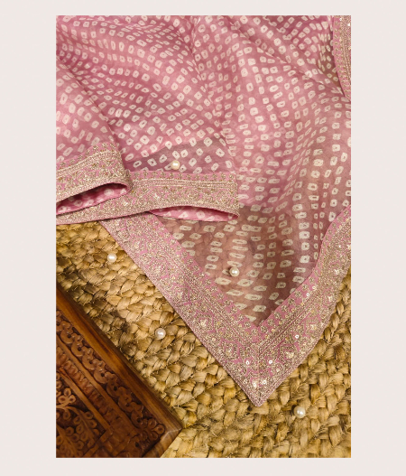 Peach Kora Organza Printed Saree T227611-image