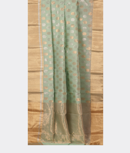 Mint Green Chanderi Silk Saree T2269362