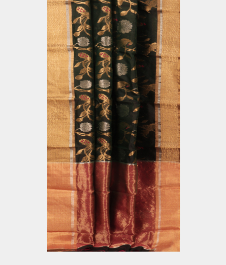 Dark Green Chanderi Silk Saree T2269322